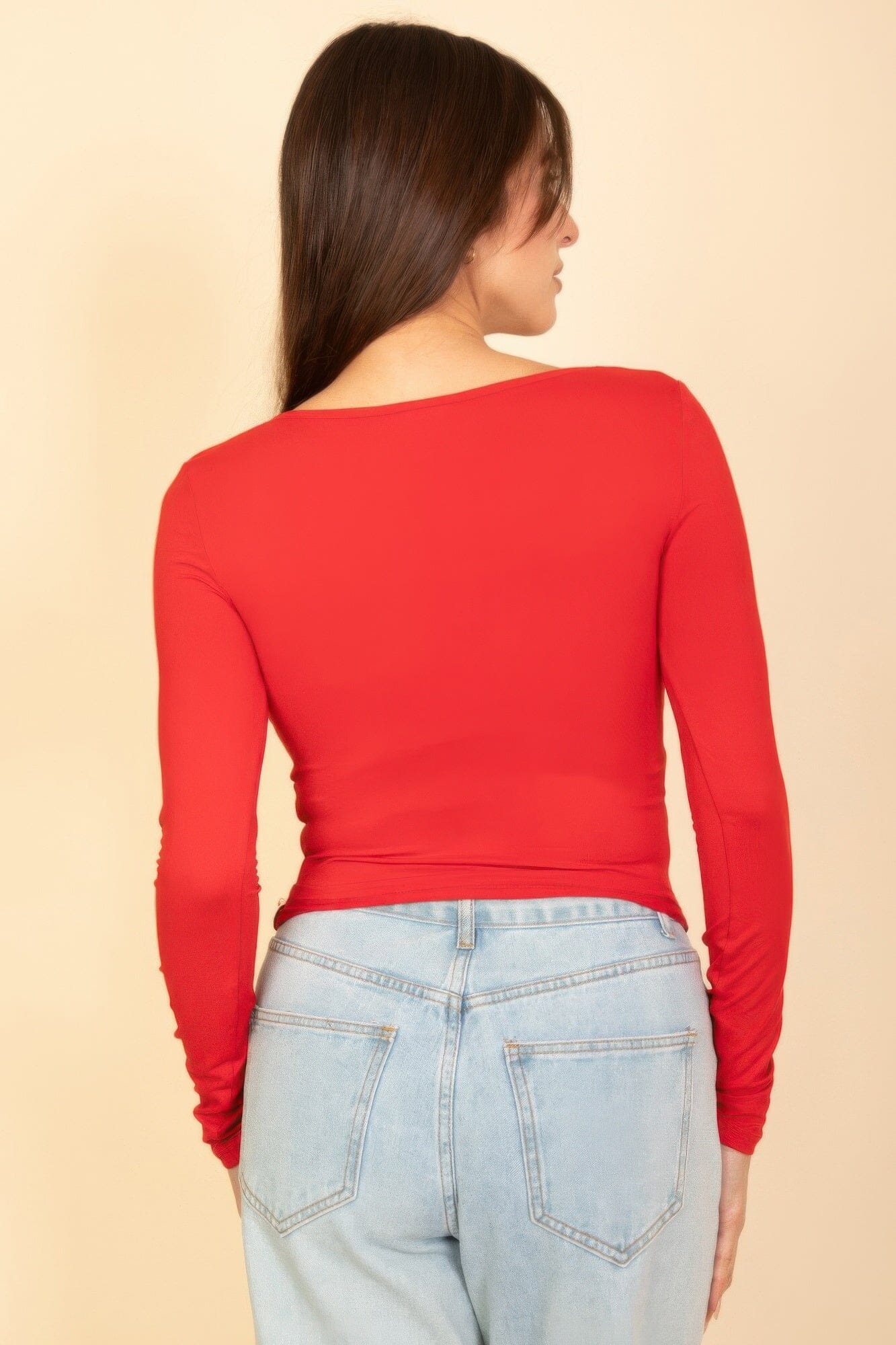 Women Square Neck Long Sleeve Top Shirts & Tops jehouze 