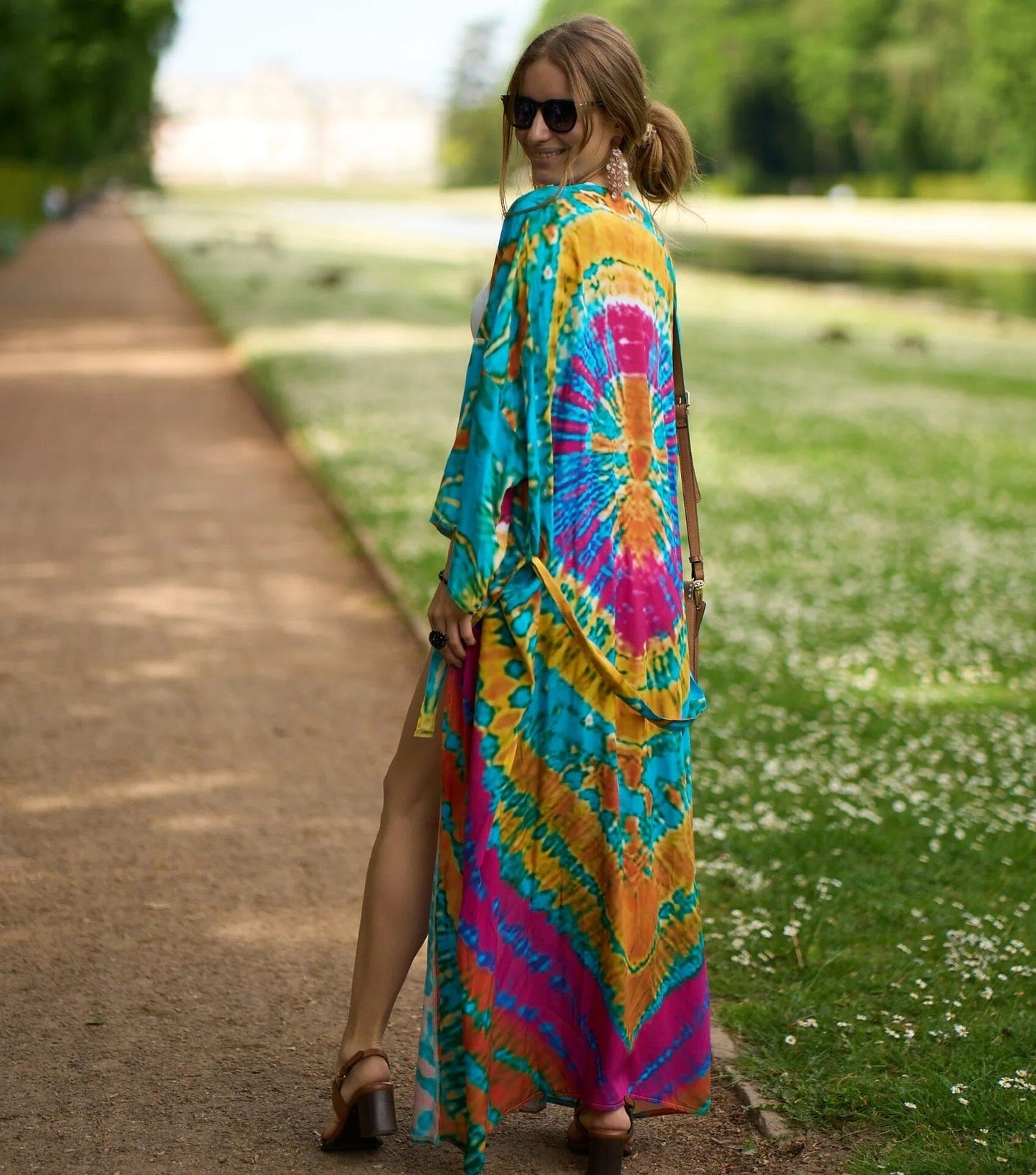 Women Summer Bohemian Long Kaftan Kimono Maxi Beach Coverup Outerwear jehouze Q1215-Q1451-14 