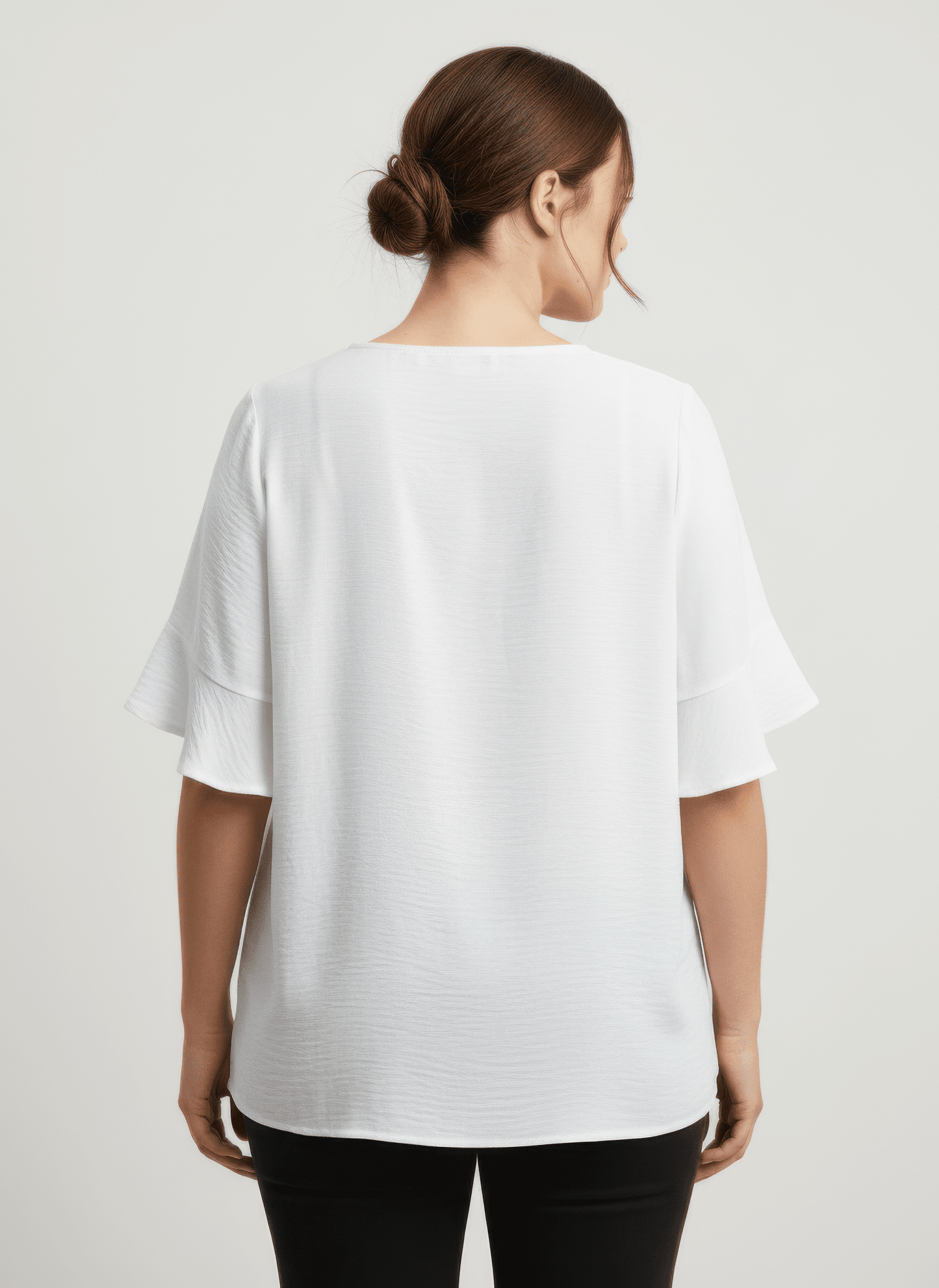 Women Textured Ruffle Sleeve Short Sleeve Top Shirts & Tops jehouze 