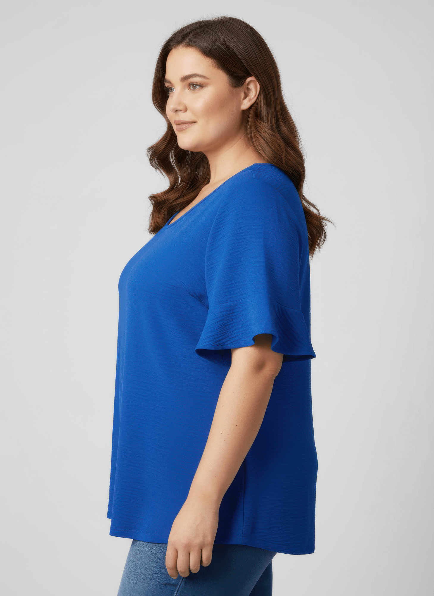 Women Textured Ruffle Sleeve Short Sleeve Top Shirts & Tops jehouze 