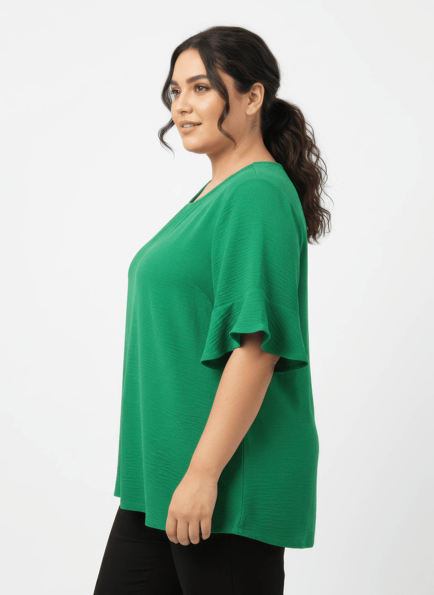Women Textured Ruffle Sleeve Short Sleeve Top Shirts & Tops jehouze 
