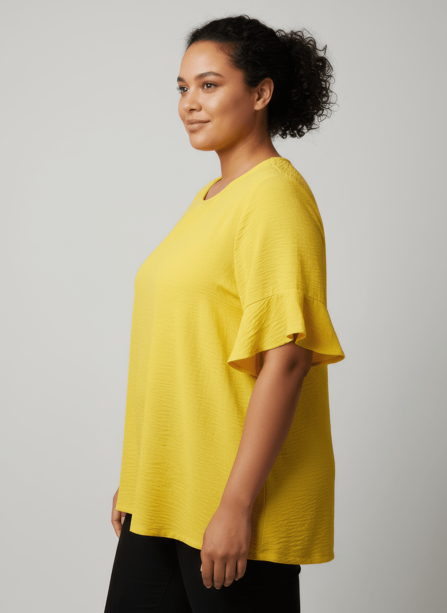 Women Textured Ruffle Sleeve Short Sleeve Top Shirts & Tops jehouze 