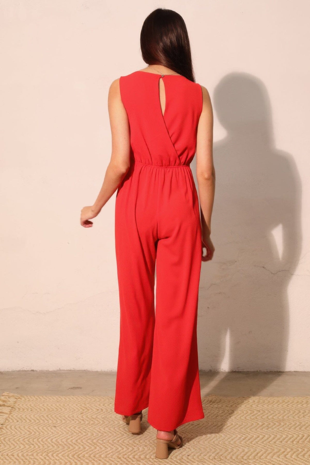 Women Textured Solid Twist Front Jumpsuit Jumpsuits & Rompers jehouze 