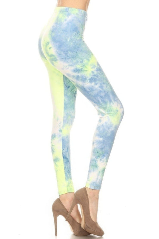 Women Tie Dye Printed Full Length High Waisted Leggings Pants jehouze Multi 