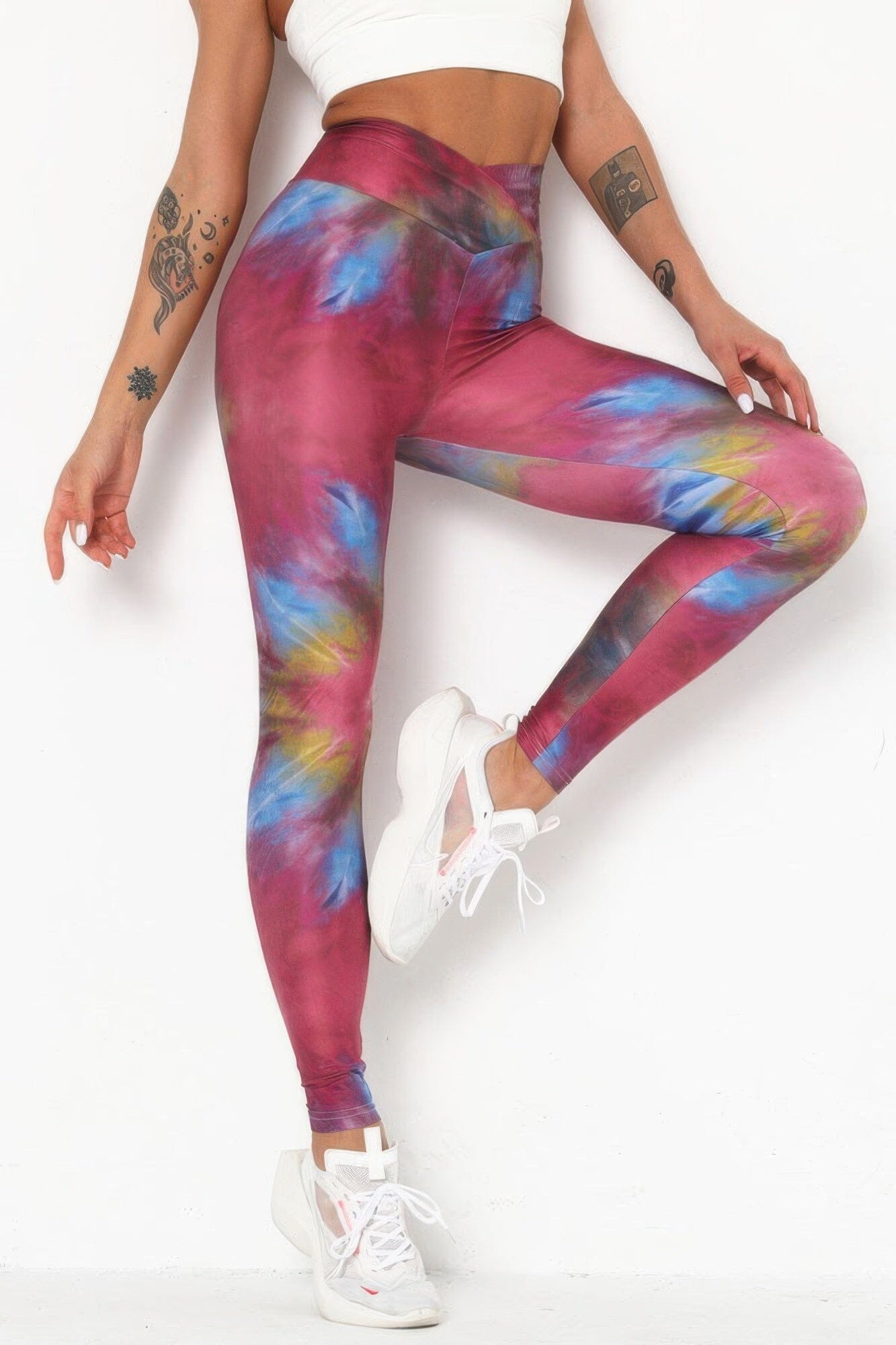 Women Tie Dye Yoga Legging Pants jehouze Red S 