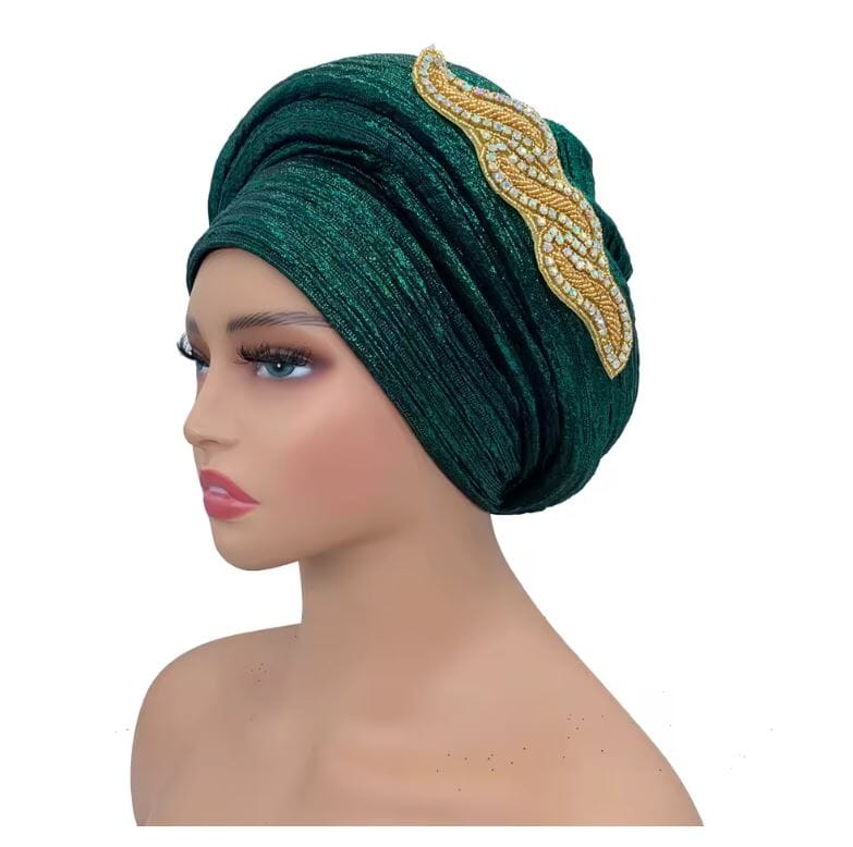 Women Turban Auto Gele Headtie Wrap Cap Hat jehouze Green 
