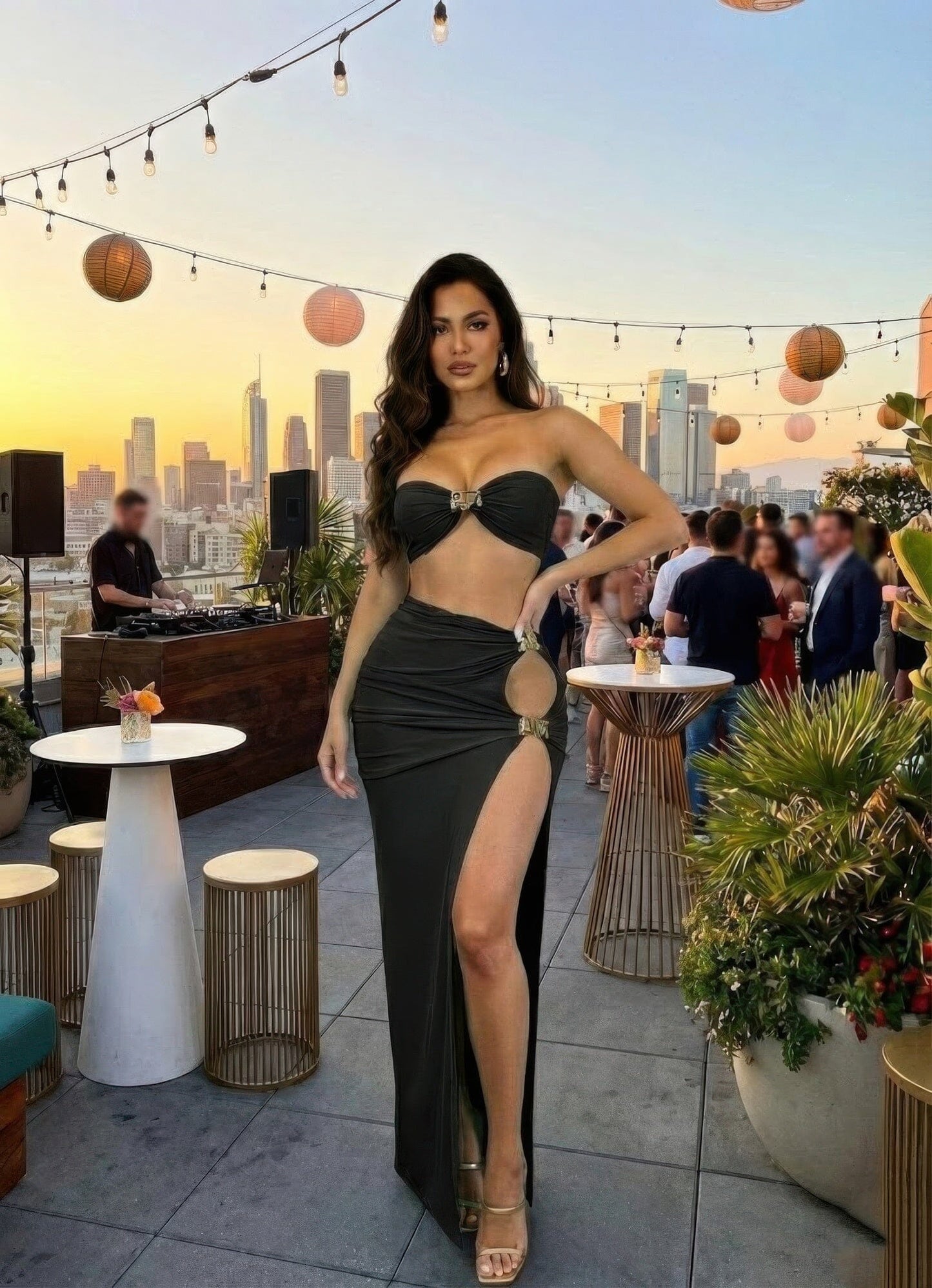 Women Two-piece Matching Skirt Set,bandeau-style Outfit Sets jehouze 