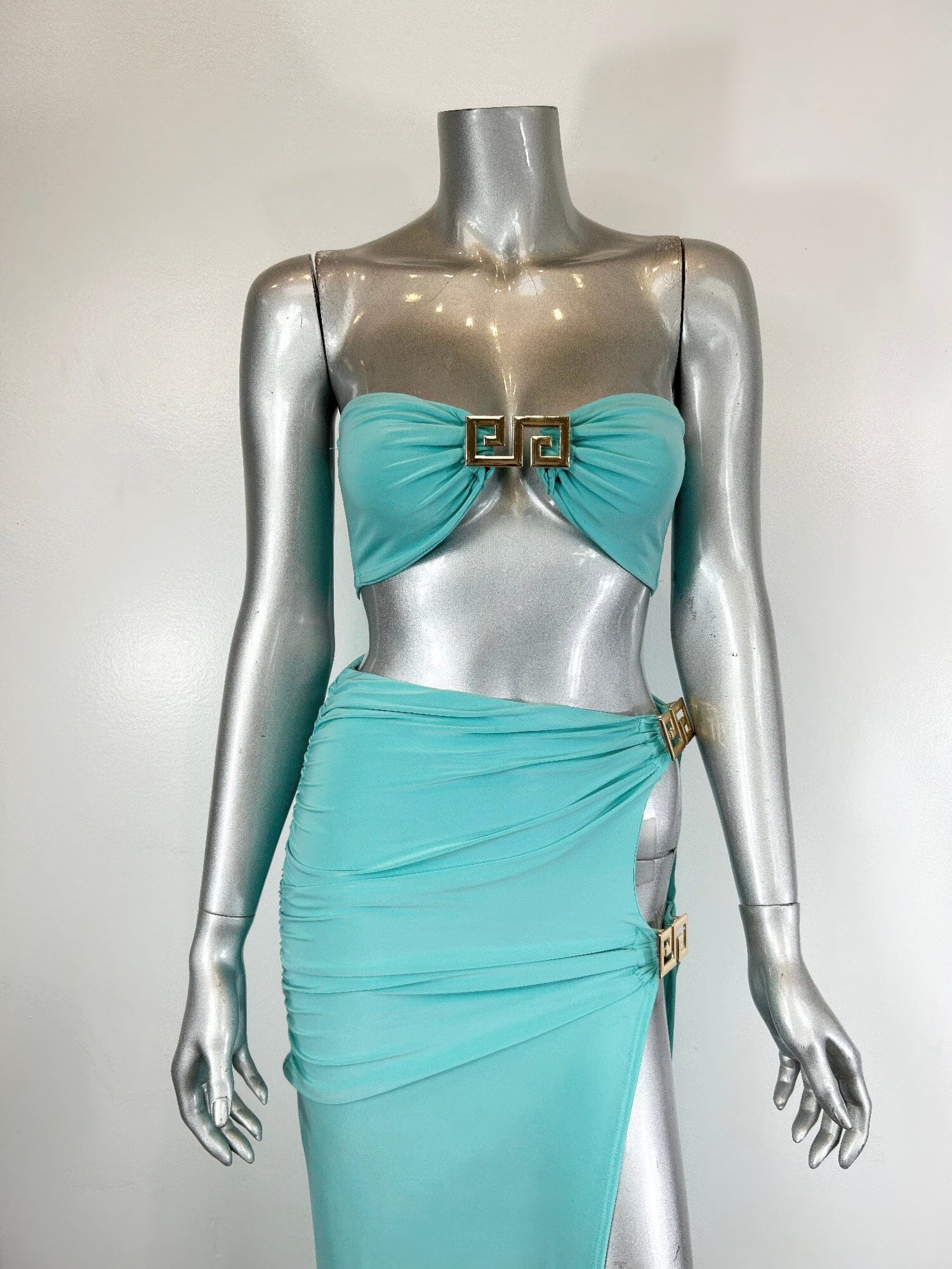 Women Two-piece Matching Skirt Set,bandeau-style Outfit Sets jehouze Aqua S 