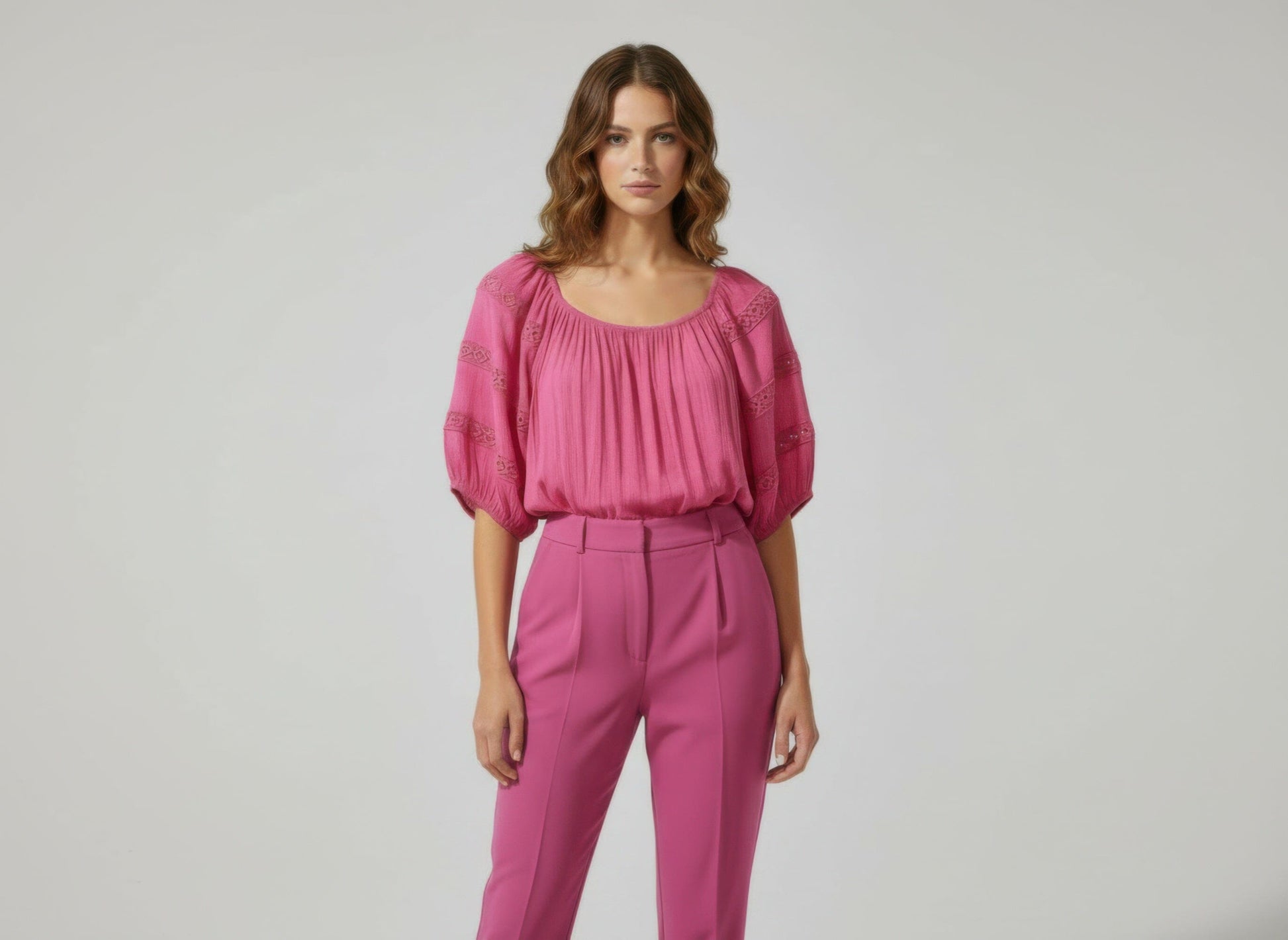 Women Unique Spectrum Solid Short Sleeve Blouse Shirts & Tops jehouze Pink S 