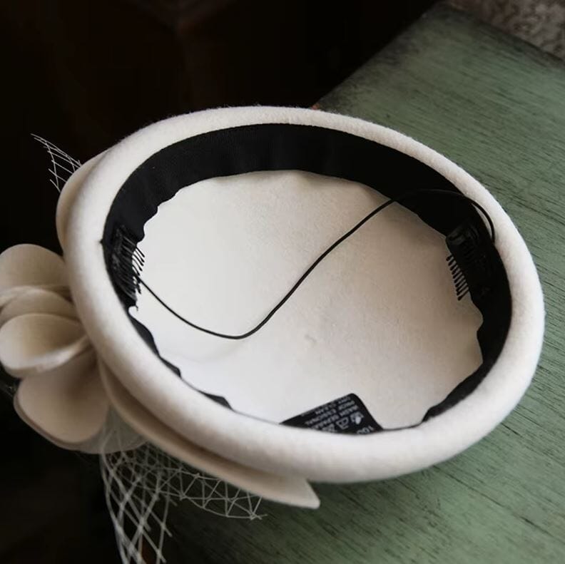 Women Vintage Wool Cashmere British Flower Tea Party Derby Hat Fascinators jehouze 