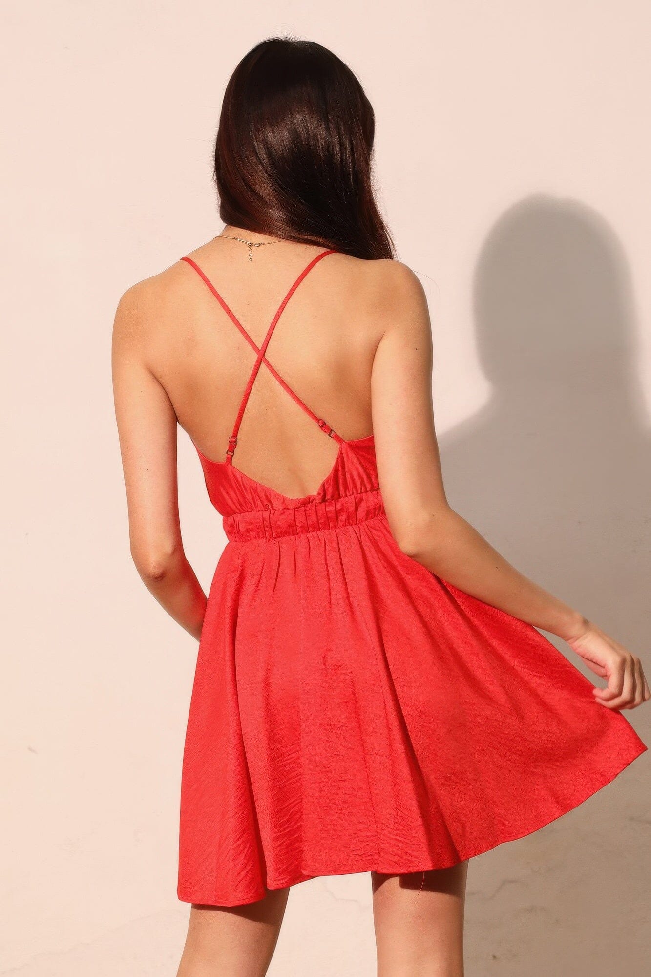 Women Washed Satin Crepe Cami Skater Dress Dresses jehouze 