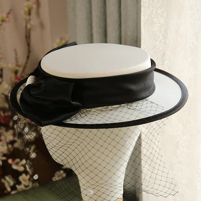 Women Wedding Bridal White Black Charming Birdcage Veil Hat Hat jehouze 