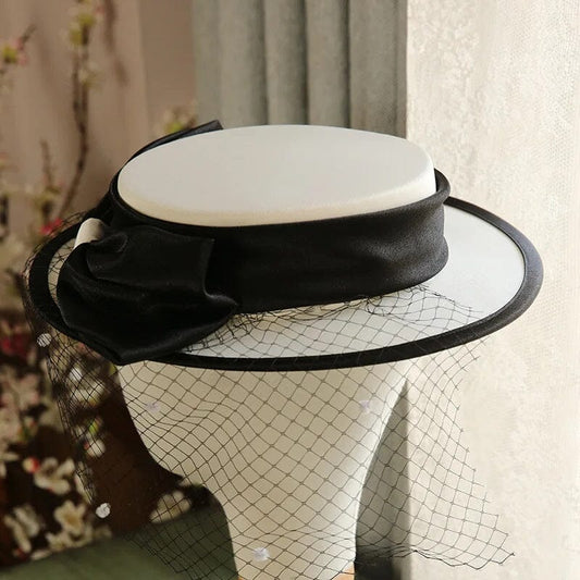 Women Wedding Bridal White Black Charming Birdcage Veil Hat Hat jehouze 