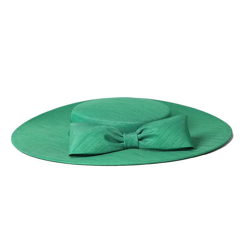 Women Wide Brim Big Bowknot Kentucky Wedding Cocktail Fedora Flat Hat Hat jehouze Green 