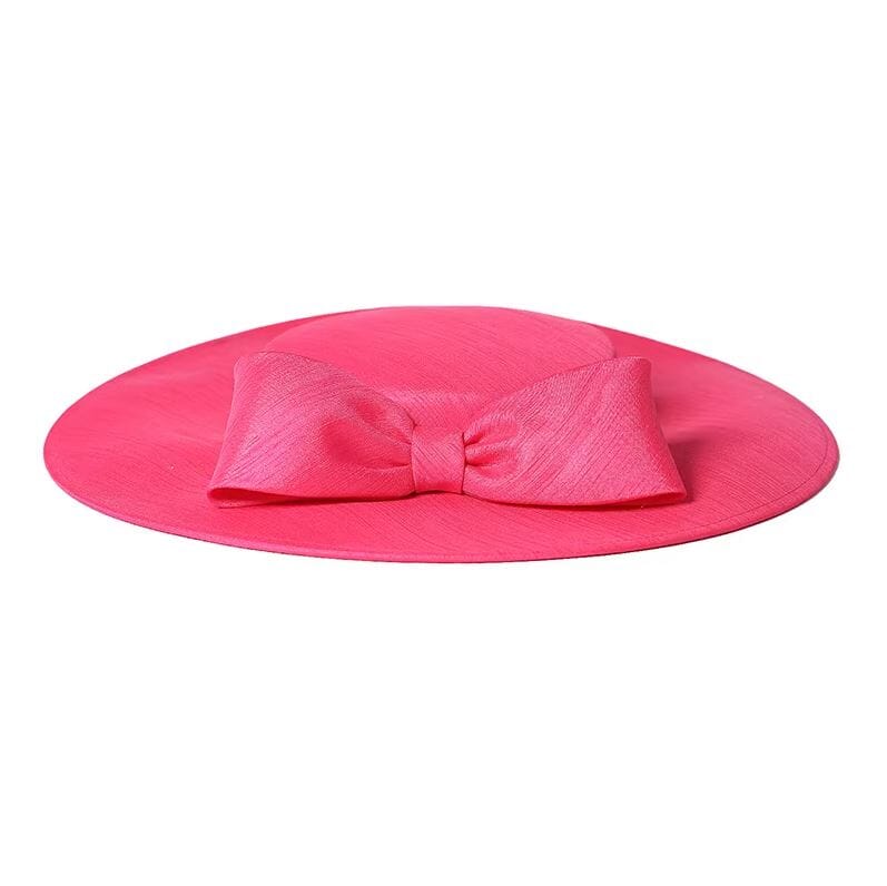 Women Wide Brim Big Bowknot Kentucky Wedding Cocktail Fedora Flat Hat Hat jehouze Rose Red 