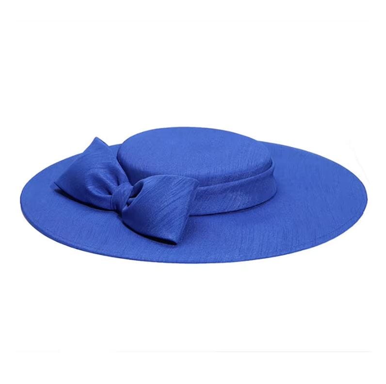 Women Wide Brim Big Bowknot Kentucky Wedding Cocktail Fedora Flat Hat Hat jehouze Royal Blue 