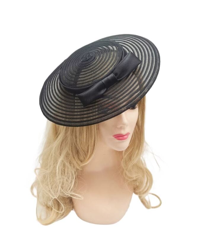 Women Wide Brim Cocktail Tea Party Kentucky Derby Fascinator Hat Hat jehouze Black (11.4 inches) 