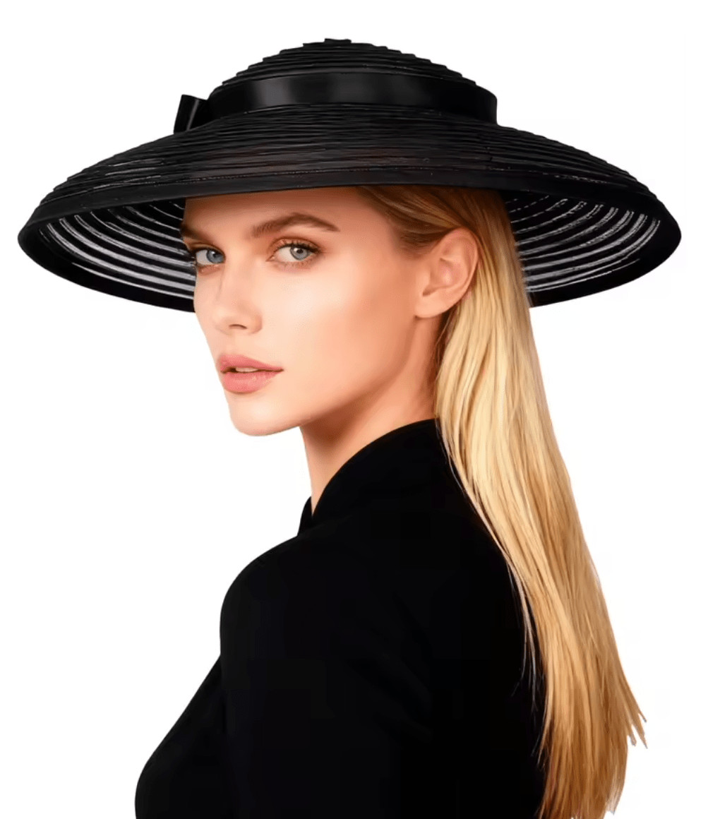 Women Wide Brim Cocktail Tea Party Kentucky Derby Fascinator Hat_ Hat jehouze Black (13.7') 