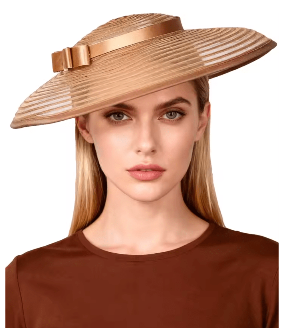 Women Wide Brim Cocktail Tea Party Kentucky Derby Fascinator Hat_ Hat jehouze Brown (13.7') 