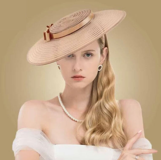 Women Wide Brim Cocktail Tea Party Kentucky Derby Fascinator Hat Hat jehouze Brown 