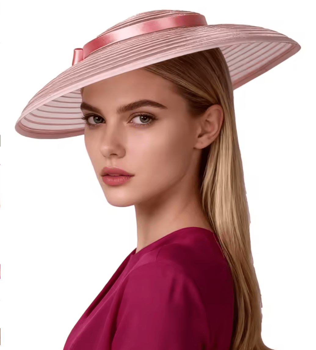 Women Wide Brim Cocktail Tea Party Kentucky Derby Fascinator Hat_ Hat jehouze Dark Pink (13.7') 