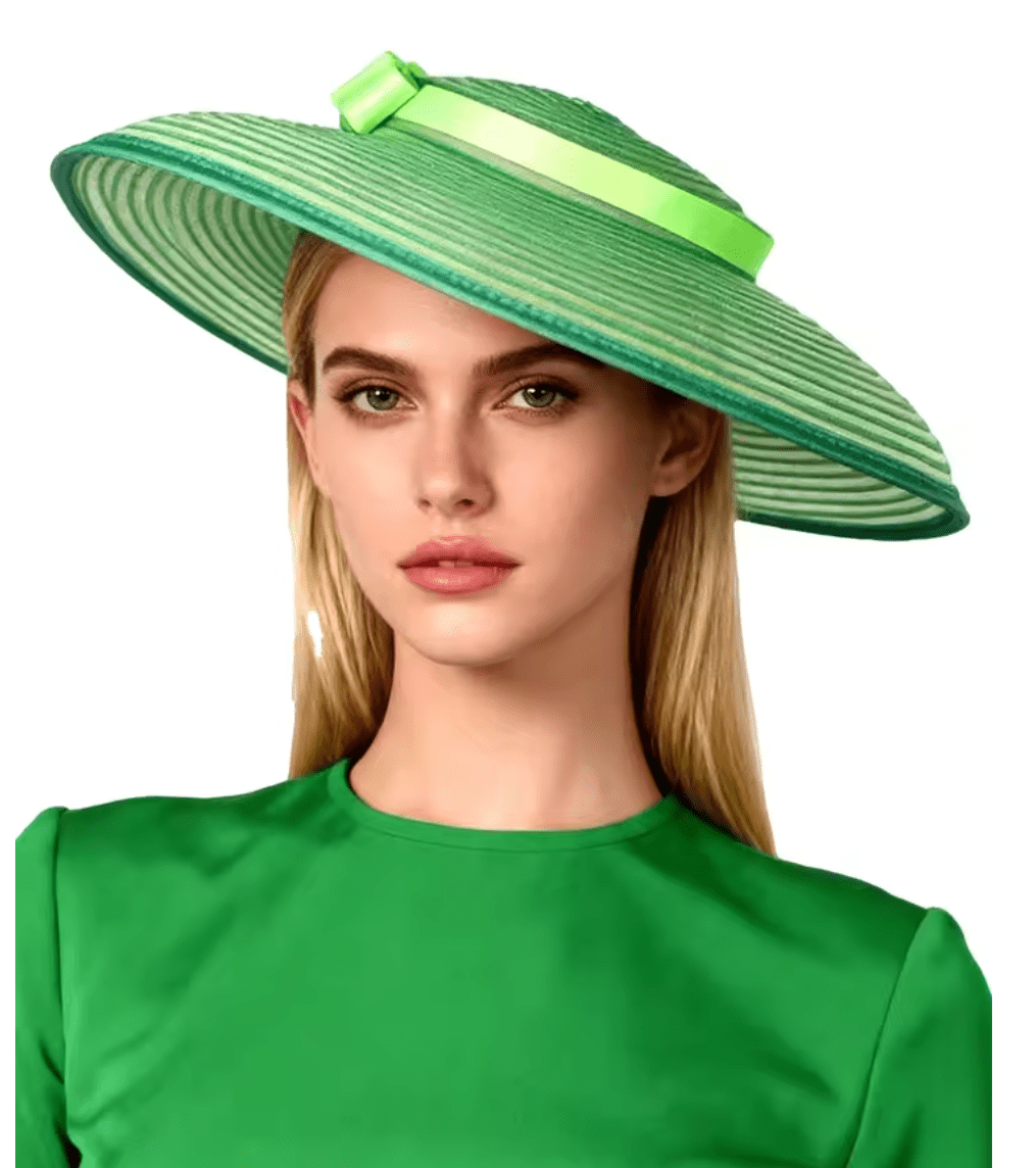 Women Wide Brim Cocktail Tea Party Kentucky Derby Fascinator Hat_ Hat jehouze Green(13.7') 