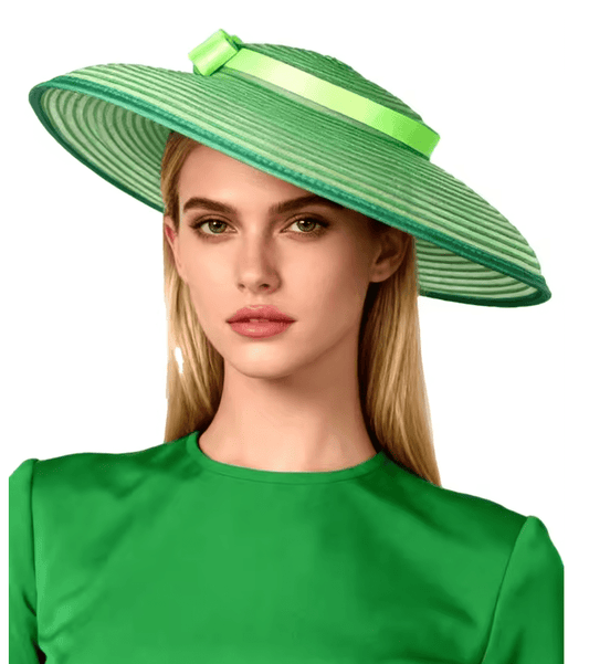 Women Wide Brim Cocktail Tea Party Kentucky Derby Fascinator Hat_ Hat jehouze Green(13.7') 