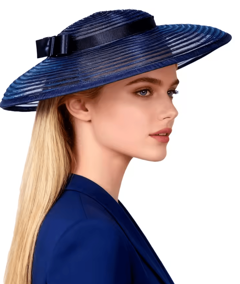 Women Wide Brim Cocktail Tea Party Kentucky Derby Fascinator Hat_ Hat jehouze Navy Blue (13.7') 