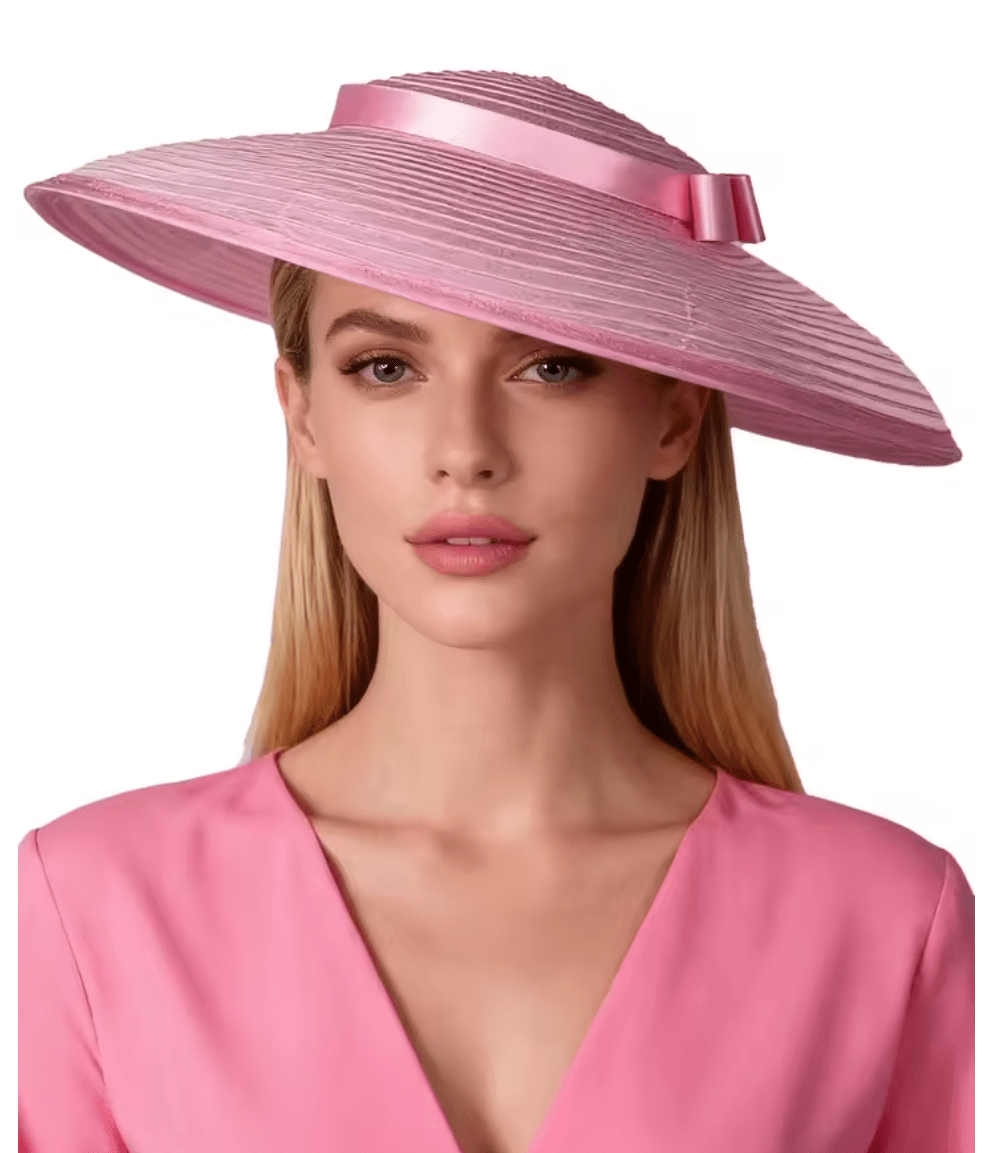 Women Wide Brim Cocktail Tea Party Kentucky Derby Fascinator Hat_ Hat jehouze Pink (13.7') 
