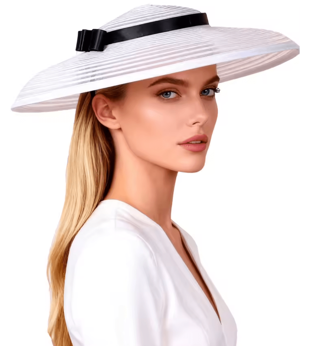 Women Wide Brim Cocktail Tea Party Kentucky Derby Fascinator Hat_ Hat jehouze White (13.7') 