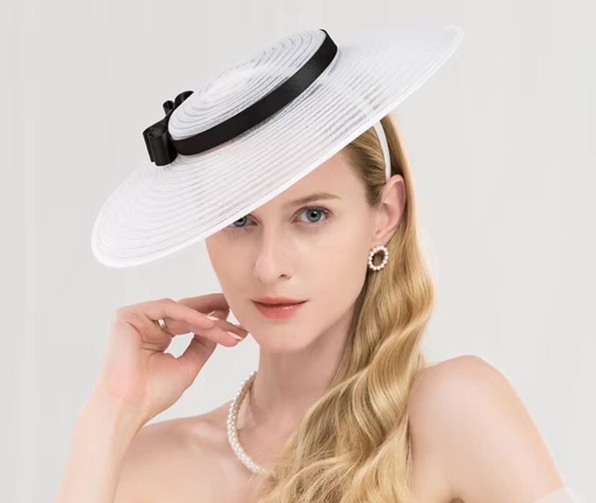 Women Wide Brim Cocktail Tea Party Kentucky Derby Fascinator Hat Hat jehouze White 