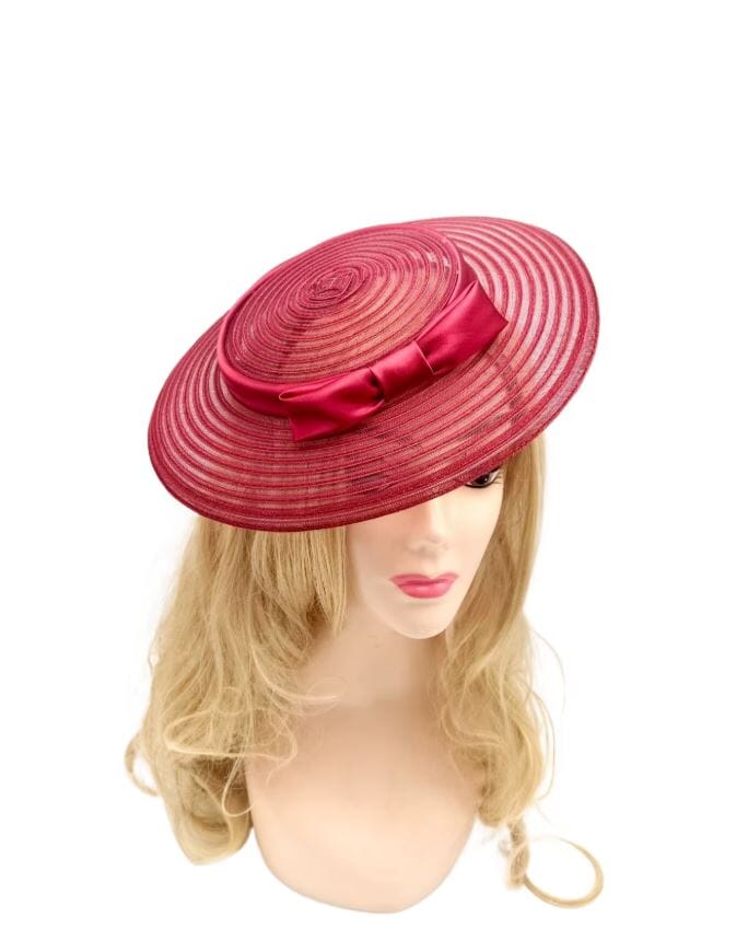 Women Wide Brim Cocktail Tea Party Kentucky Derby Fascinator Hat Hat jehouze Wine Red (11.4 inches) 