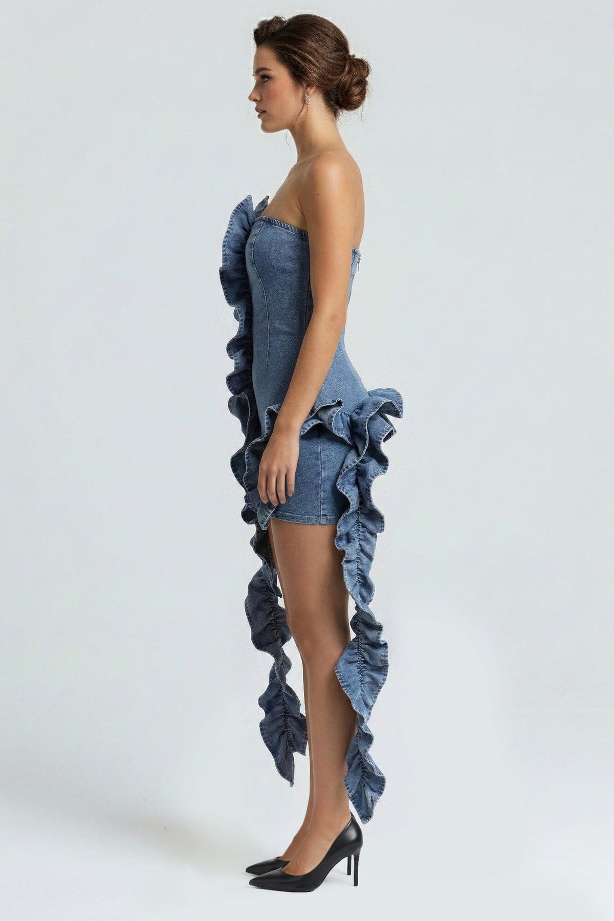 Women Wild Cascade Denim Sculpt Dress Dresses jehouze 