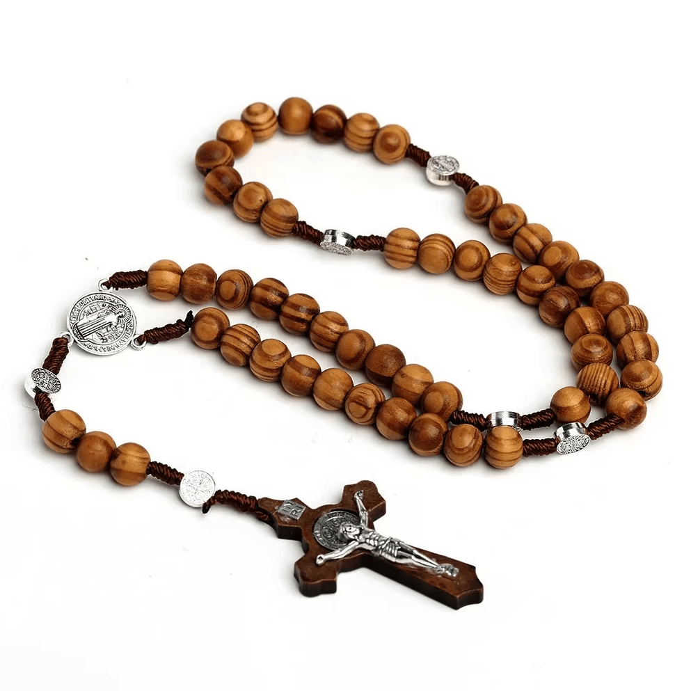 Women Wood Beaded Rosary Long Chain Necklace Jewelery Necklaces jehouze 1 