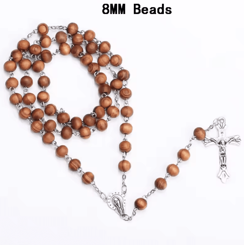 Women Wood Beaded Rosary Long Chain Necklace Jewelery Necklaces jehouze 4 