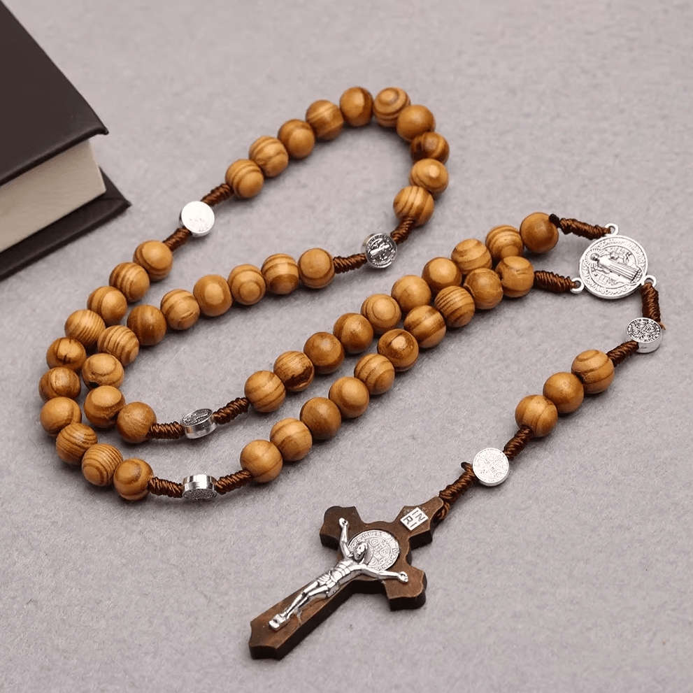 Women Wood Beaded Rosary Long Chain Necklace Jewelery Necklaces jehouze 