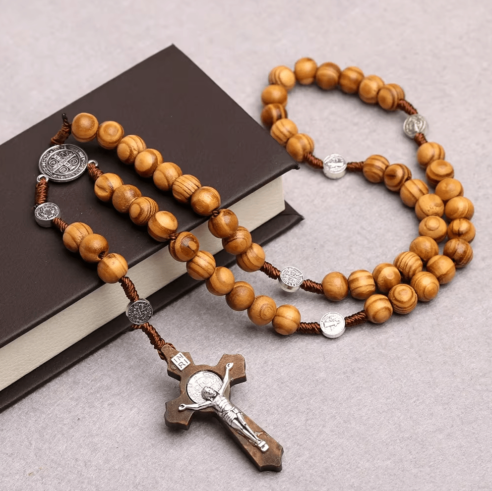 Women Wood Beaded Rosary Long Chain Necklace Jewelery Necklaces jehouze 