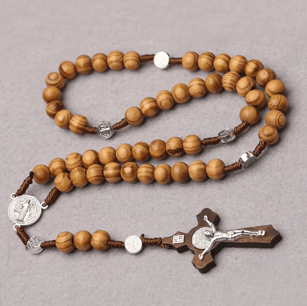 Women Wood Beaded Rosary Long Chain Necklace Jewelery Necklaces jehouze 