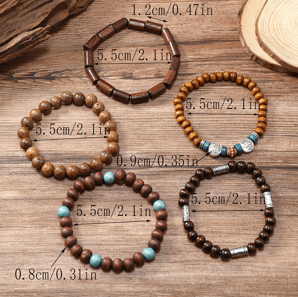Women Wood Beaded Stretch Bracelet Set Bracelets jehouze 