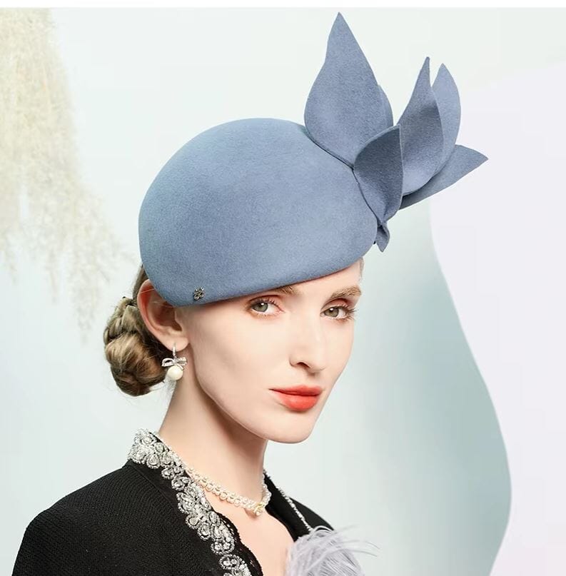 Women Wool Vintage Big Flower Church Cocktail Derby Beret Hat Hat jehouze 