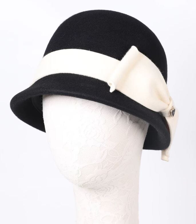 Women Wool Vintage Bowknot Pillbox Church Party Hat Hat jehouze 