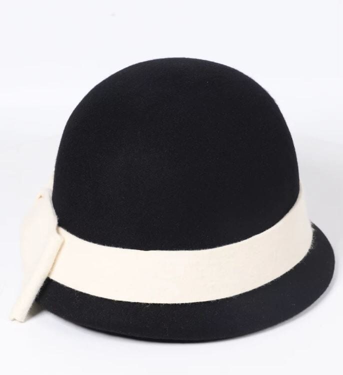 Women Wool Vintage Bowknot Pillbox Church Party Hat Hat jehouze 