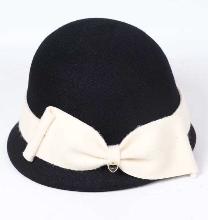 Women Wool Vintage Bowknot Pillbox Church Party Hat Hat jehouze 