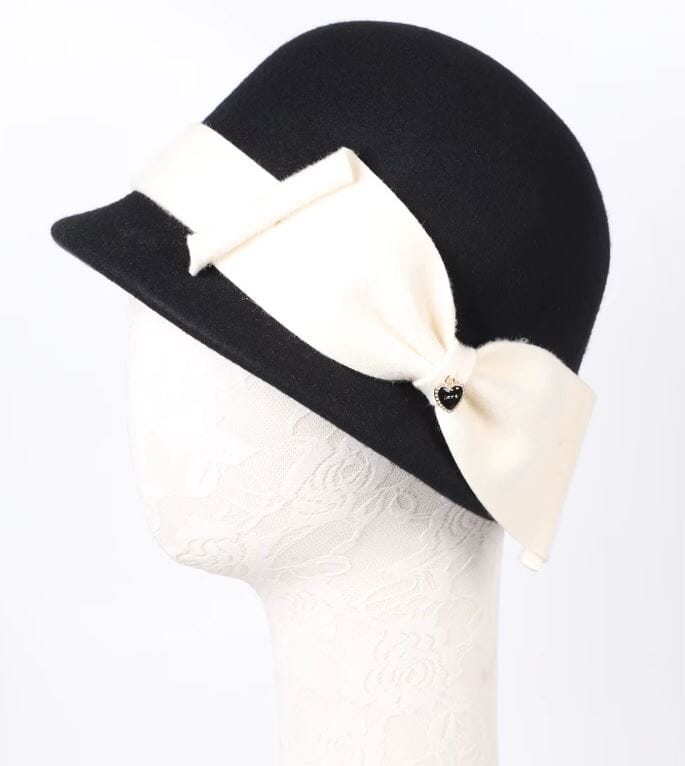 Women Wool Vintage Bowknot Pillbox Church Party Hat Hat jehouze 