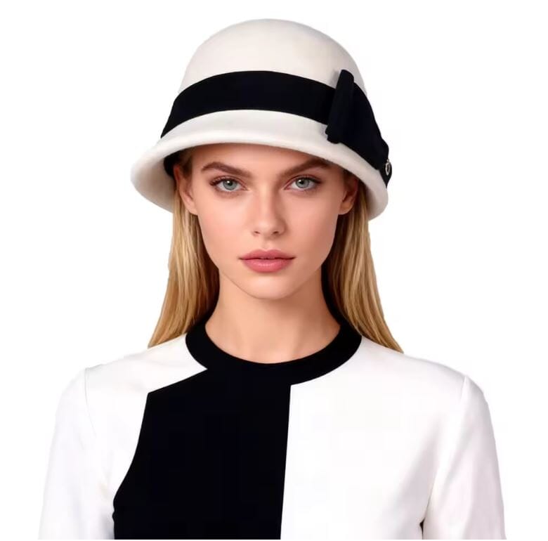 Women Wool Vintage Bowknot Pillbox Church Party Hat Hat jehouze White 