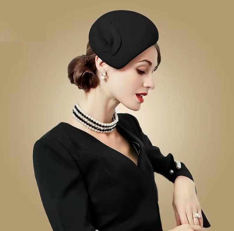 Women Wool Wedding Cocktail Tea party pillbox Fascinator Hat Hat jehouze Black 