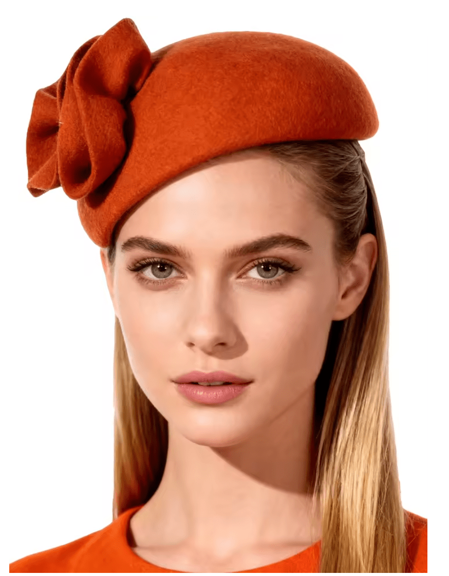 Women Wool Wedding Cocktail Tea party pillbox Fascinator Hat Hat jehouze Orange 