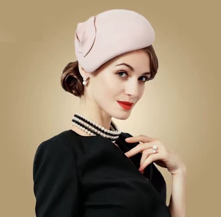 Women Wool Wedding Cocktail Tea party pillbox Fascinator Hat Hat jehouze Pink 