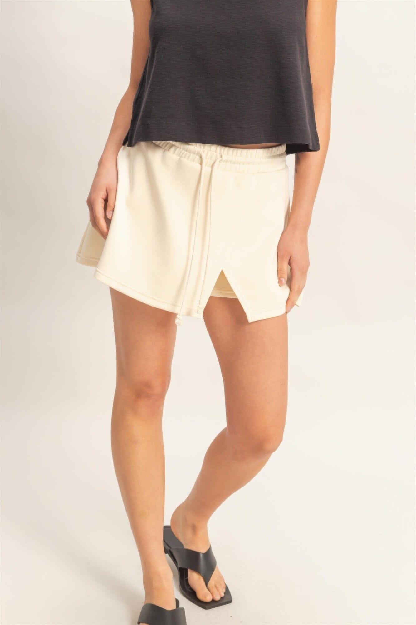 Women Wrap Front Elastic Waist Skort skort jehouze 