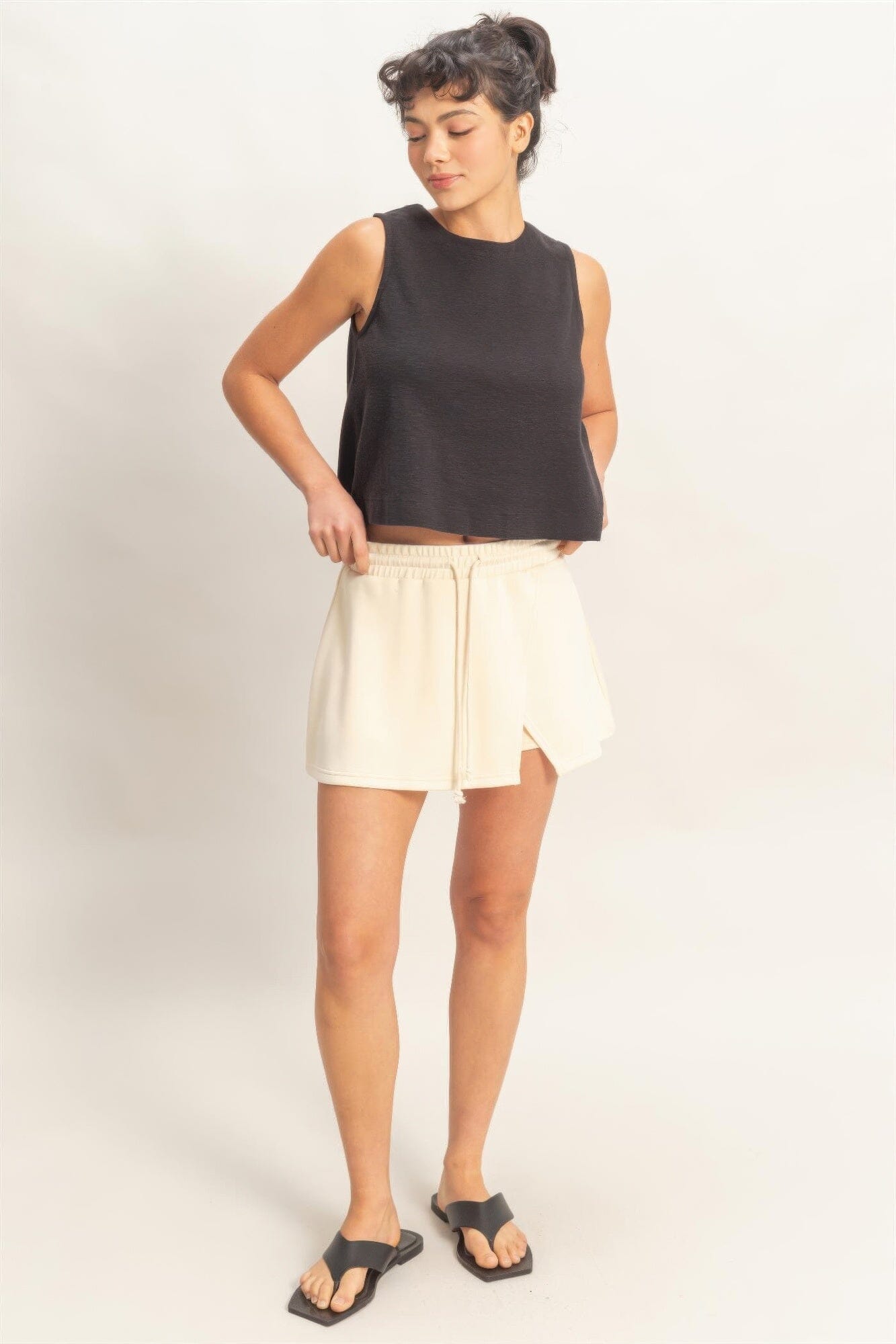 Women Wrap Front Elastic Waist Skort skort jehouze Alpaca S 